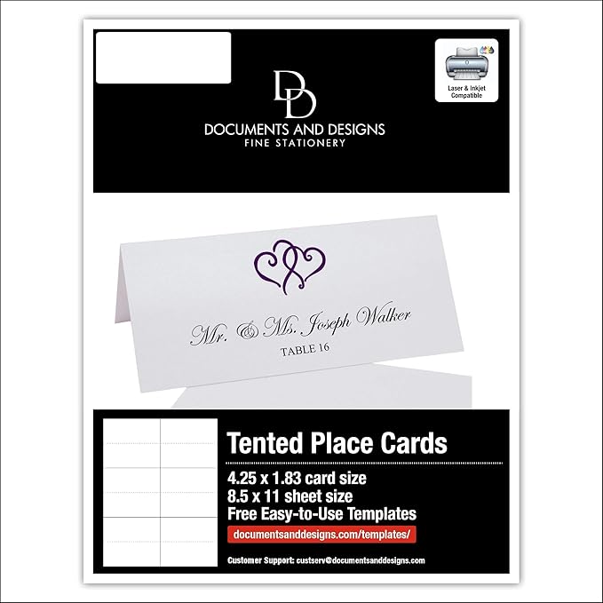 Linked Hearts Printable Place Cards, Laser & Inkjet Printers - Image 6