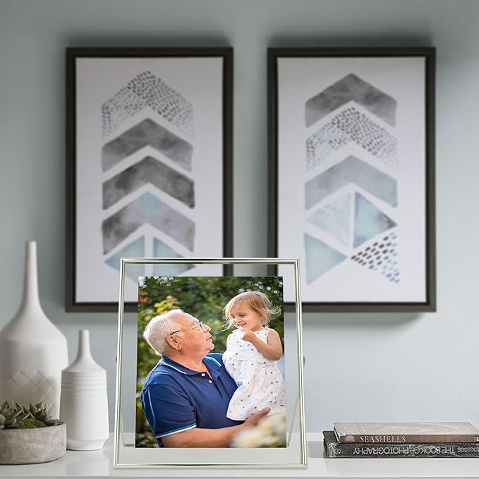 Silver Floating Frame, For Picture 9x11, Tabletop Shelf Photo Frame, Classy - Image 7