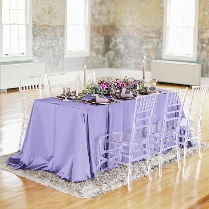 12 Pack 60 x 102 Inch Rectangle Tablecloth Lavender Polyester Tablecloth - Image 5