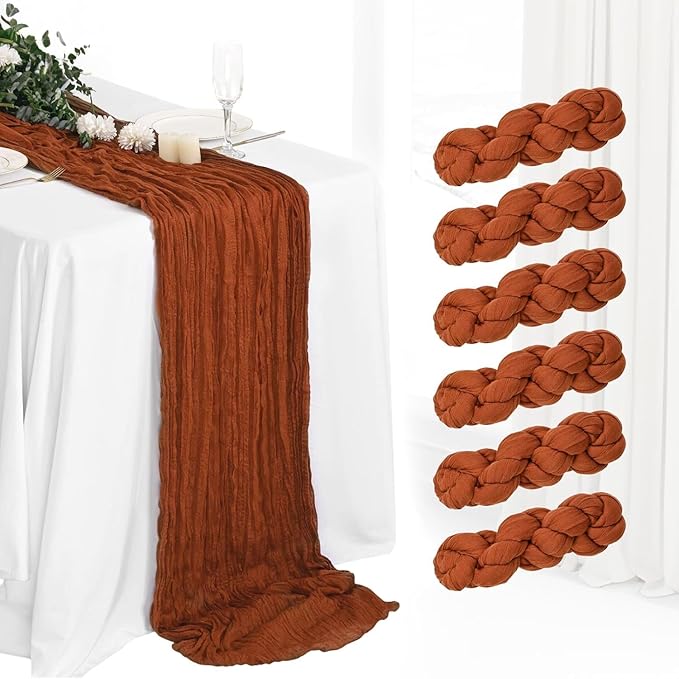 6Pcs Terracotta Cheesecloth Table Runner 120 Inch10FT Terracotta Color Rustic by Unknown