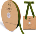 Olive Green Velvet Ribbon 3/8'' 25 Yards by SIMISIRIBBON