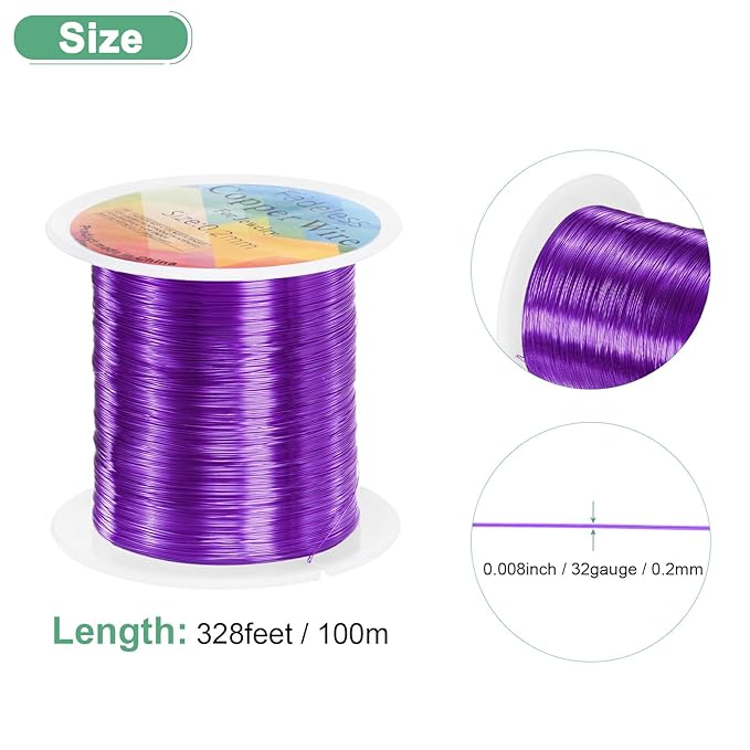 0.2mm Jewelry Wire, 32 Gauge 328FT Craft Wire Copper Beading Wire - Image 3