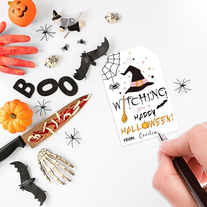 Aukolass 50pcs Happy Halloween Treat Tags, Witch Themed Gift Tags - Image 4