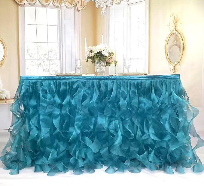 Luxury Organza Mesh Table Skirt Draping Floating Romance - Image 2