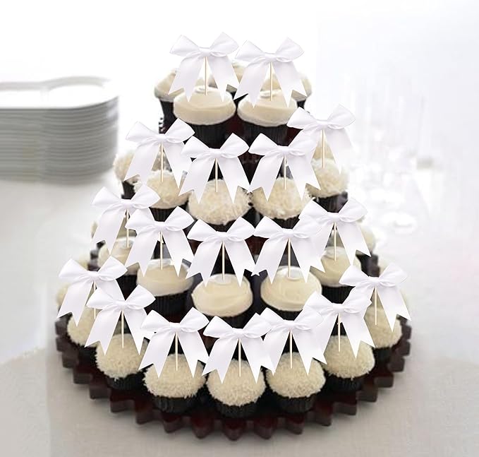 24 PCS Bow Cupcake Toppers Bowknot Cake Toppers Bow Cupcake Picks Bowknot - Image 6