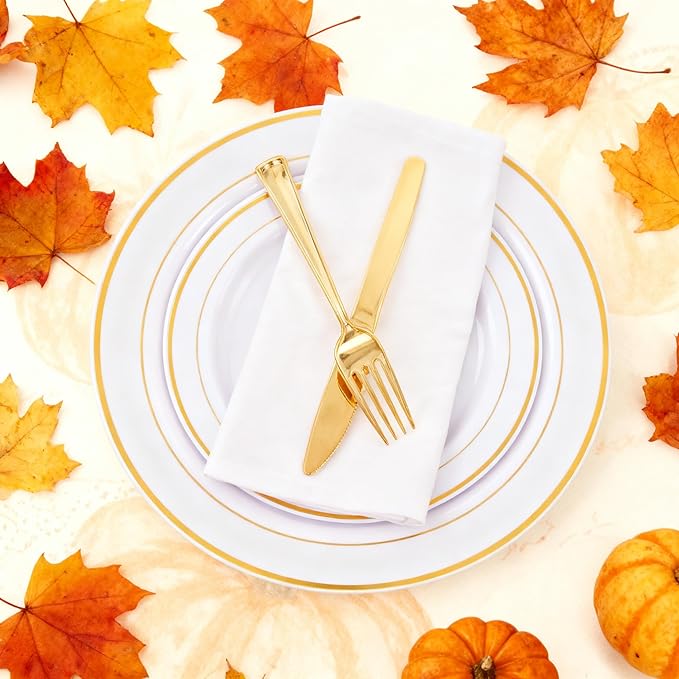 WDF 120 Pieces Gold Plastic Silverware - Image 6
