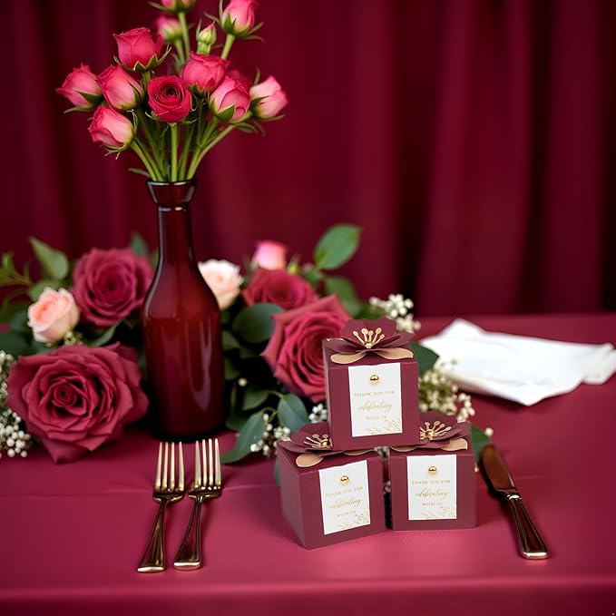 FEIYI 20 PCS Favor Boxes, 3 In 1Burgundy Candy Boxes - Image 7