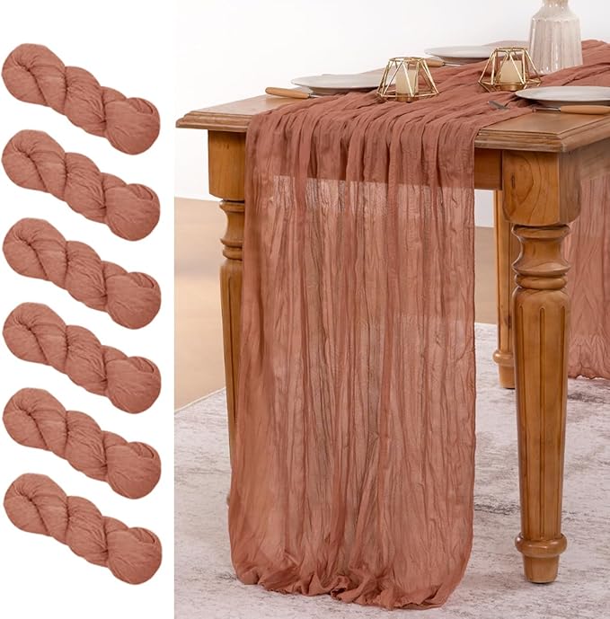 MLMW 6 Pack Dusty Rose Table Runner Cheesecloth Boho Gauze Rustic Cheese Cloth by MLMW