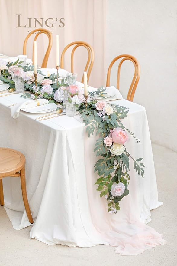Ling's Moment Arch Flower Garland - 6FT Eucalyptus & Rose - Sweetheart Table - Image 2