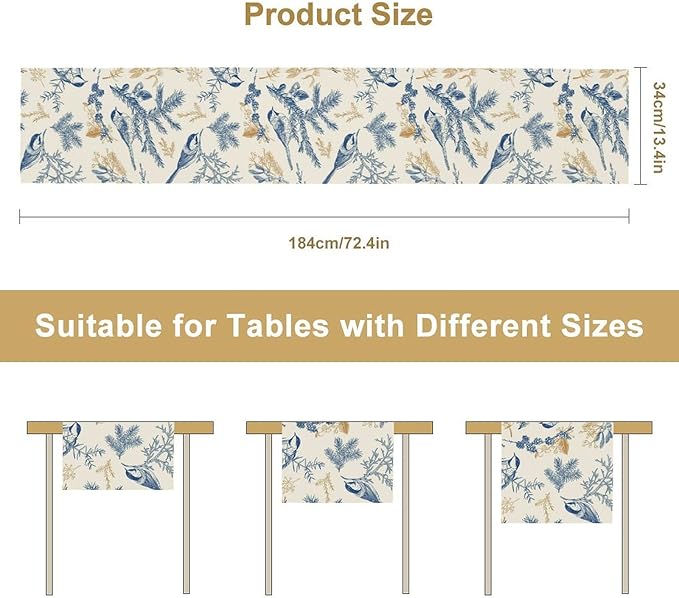 Floral Table Runner, Sketch Birds and Flowers Summer Table Runner Kitchen - Image 7