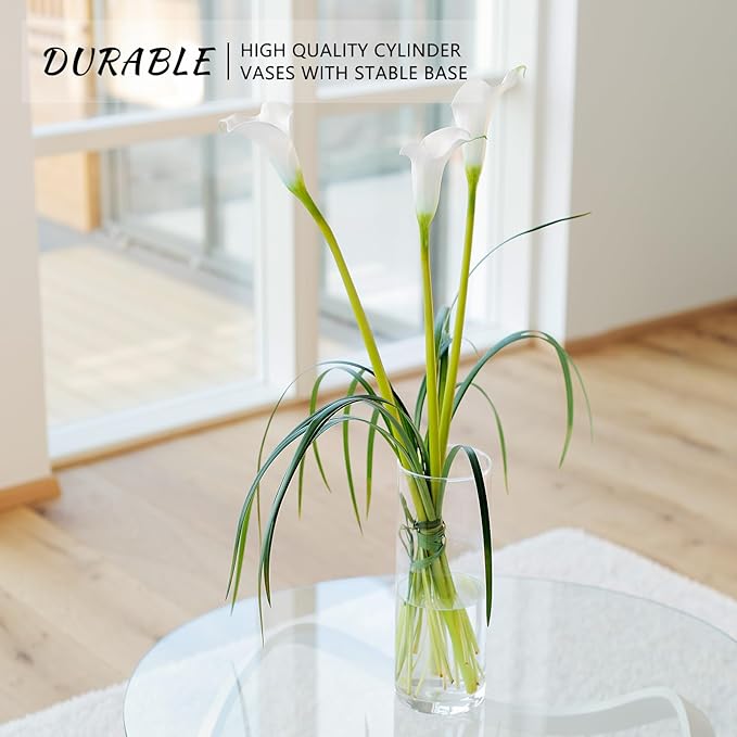 7Pcs Glass Cylinder Vase for Centerpieces 10 Inch Tall Clear Glass Flower Vase - Image 7