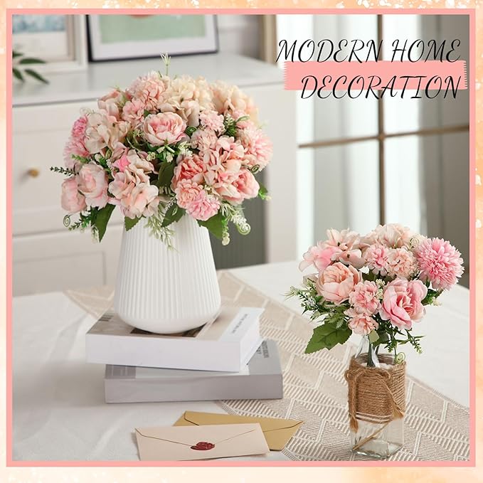 Tigeen Artificial Flowers Artificial Peonies Silk Flowers Faux Peony Fake Peony - Image 3