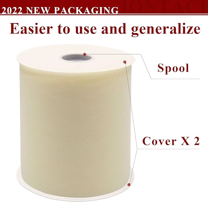 Ivory Tulle Fabric Rolls 6 Inch by 200 Yards Fabric Spool Tulle Ribbon - Image 2