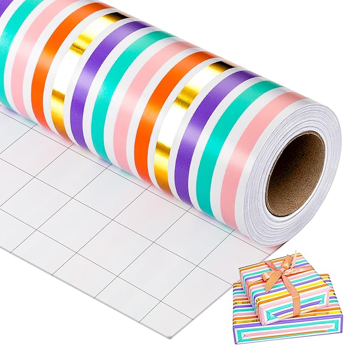 Yarcony Gift Wrapping Paper Roll, Rainbow Wrapping Paper, Colorful Stripes Gift by Atyarconywecreategiftwrappingpaperthatmakeseverypresentfeelextraspecialourdesignsblendstyleandqualityturningbirthdayschristmasandalloflife%E2%80%99scelebrationsintomomentstoremember