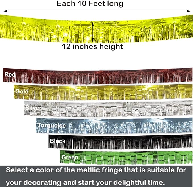 4 Pack Total 40 Feet Foil Fringe Garland Metallic Wall Hanging Drapes Tassel - Image 7