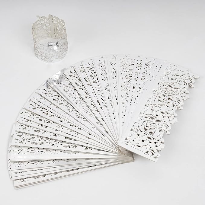 100pcs Disposable Rose Flower Paper Napkin Rings Laser Cut Foil Paper Napkin - Image 4