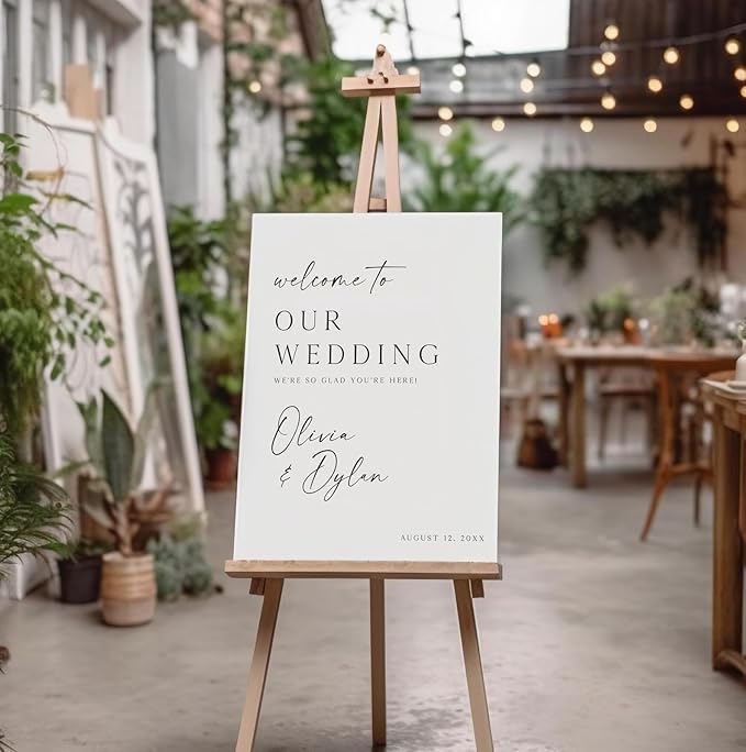 Welcome Wedding Sign Personalized, Modern Elegant Wedding Sign Decorations - Image 3