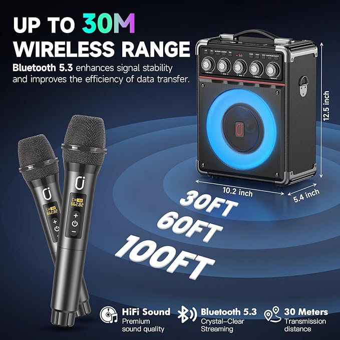 Karaoke Machine with 2 Wireless Mics - Image 9