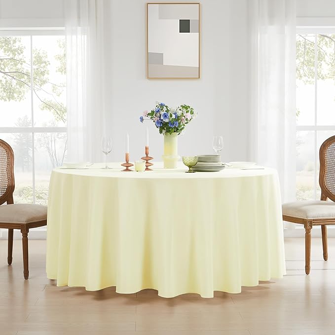 Round Tablecloth 120 Inch Tablecloth 6 Pack Ivory Table Cloths Washable - Image 7