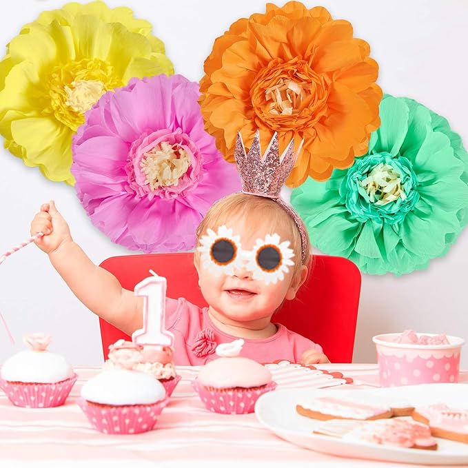 SUNBEAUTY Giant Colorful Paper Flowers Party Decorations 20" Large Fiesta - Image 5