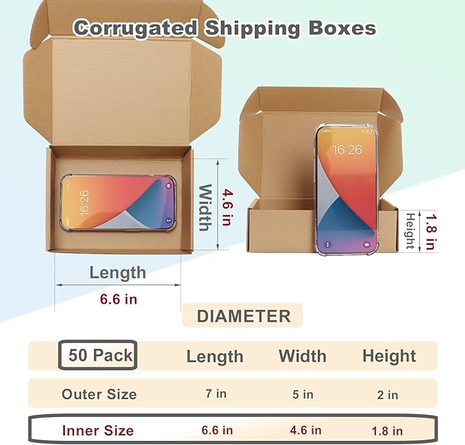 MEBRUDY 7x5x2 Inches Shipping Boxes Pack of 50, Small Corrugated Cardboard Box - Image 2