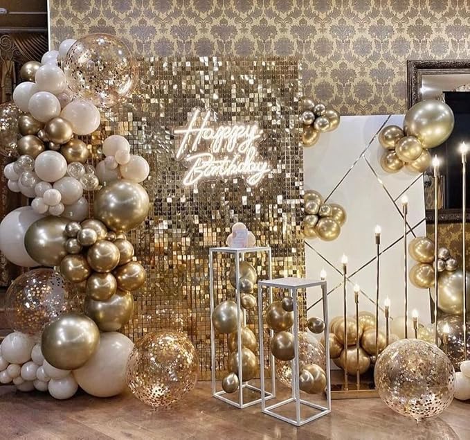 Kate Square Light Gold Sequin Wall Panels Shimmer Wall Birthday Party Backdrop - Image 2