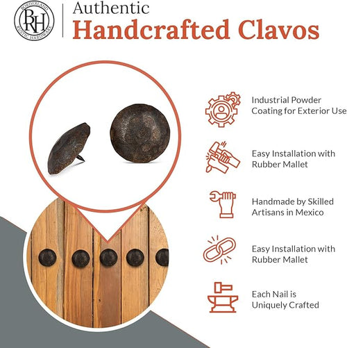 10 Pack 2" Round Head Iron Clavos Decorative Nails – Unfinished – Handmade - Image 2