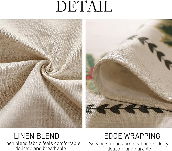 ISAENNE Designer Christmas Linen Small Round Tablecloth, Light Beige Western - Image 4