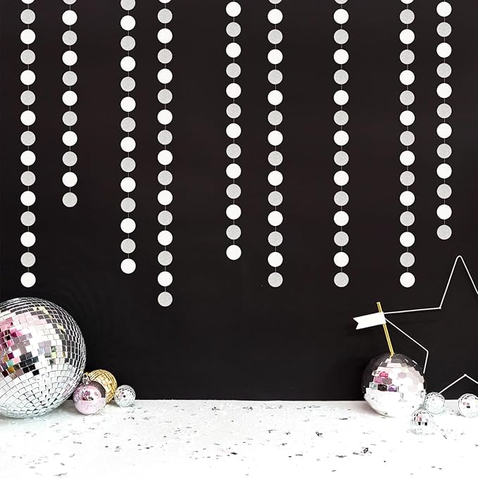Glitter Silver White Party-Decorations Streamers - 52Ft Birthday Hanging Paper - Image 6