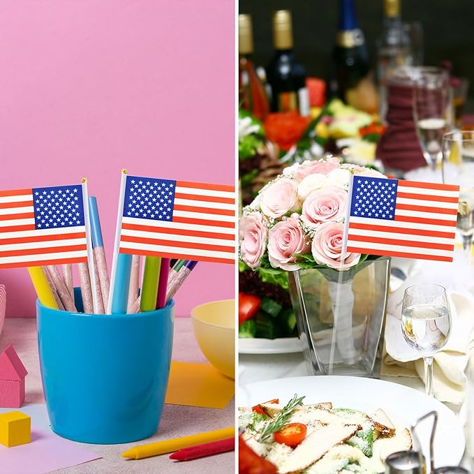 Small American Flags On Stick, Mini Handheld American USA Flag - Image 5