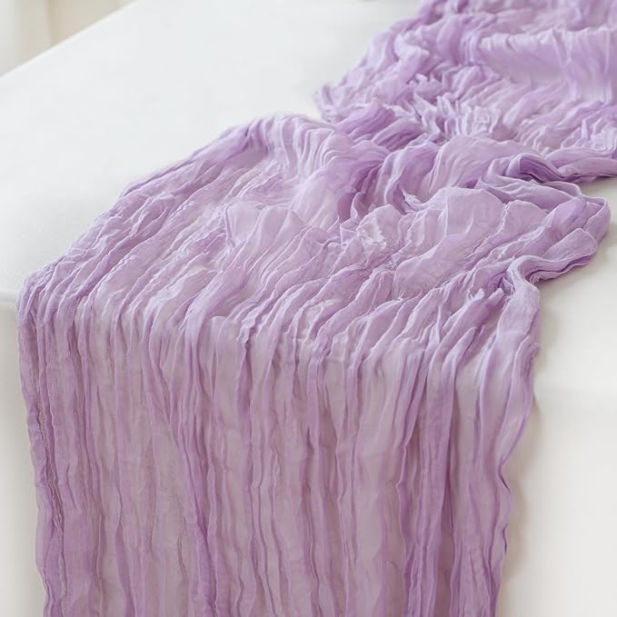 Sioloc 1 Pack Lilac Purple Lavender Cheesecloth Table Runner Fall Autumn Decor by HEALTHYCOMFORTLIFE