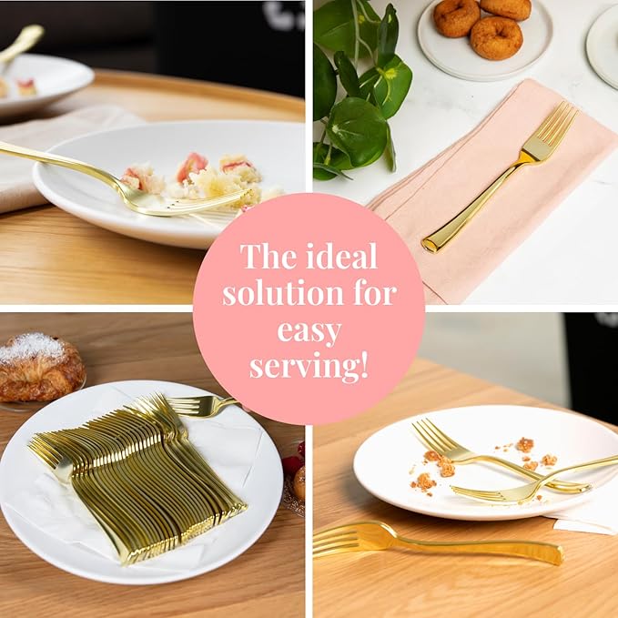 Prestee 100 Gold Plastic Forks - Image 6