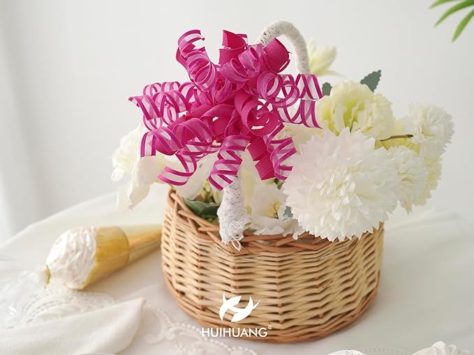 HUIHUANG Hot Pink Bows for Gift Wrapping Curly Gift Bow 5 inch x 8 Counts - Image 5