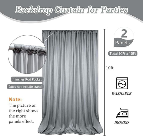 10 x 10 Feet Grey Backdrop Curtain - Image 2