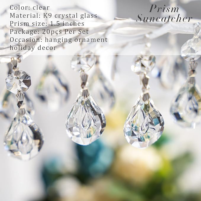 20pcs 38mm Crystal Loquat Shape Chandelier Replacement, Hanging Clear Glass - Image 2