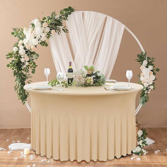 4 Pack Champagne Spandex Round Tablecloths - Image 5