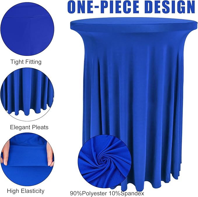 6 Pack Round Cocktail Tablecloth 32"x 43" Spandex Cocktail Table Skirt - Image 2