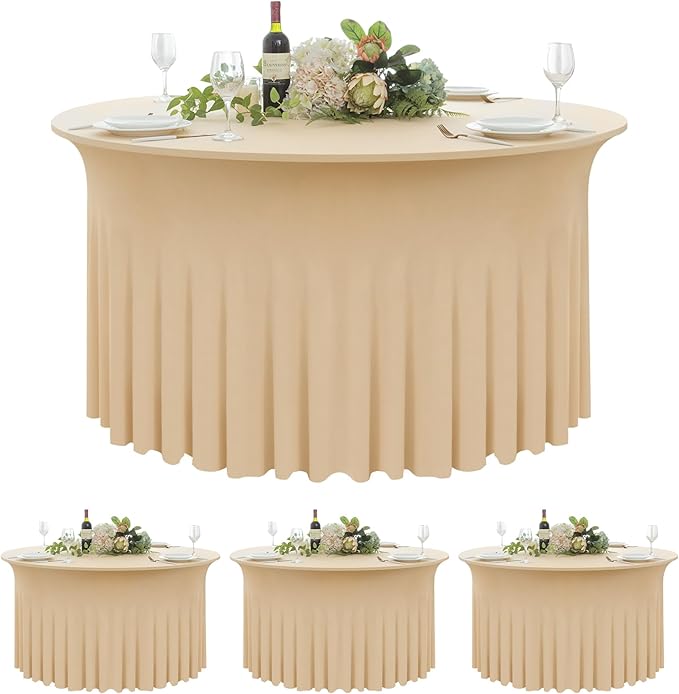 4 Pack Champagne Spandex Round Tablecloths by Nobed+HHT