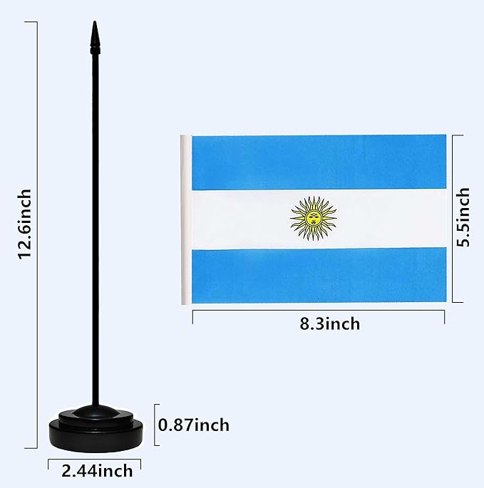 Argentina Argentine Deluxe Desk Flag Set Small Mini Miniature Argentina - Image 3