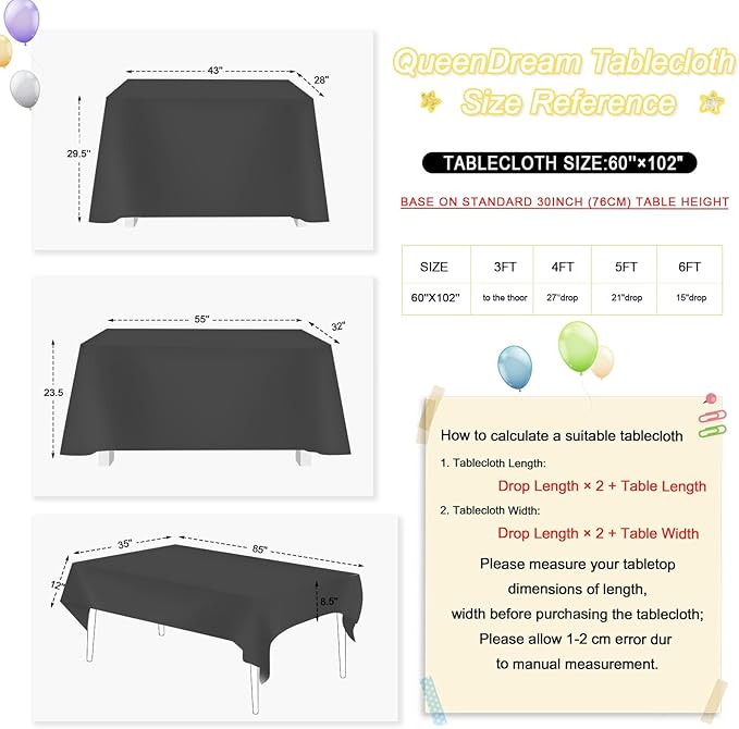 QueenDream Black Sequin Tablecloth 60" x 102" Black Table Cloth Rectangle - Image 5