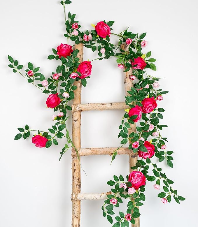 6FT Bendable Rose Flower Garland, Realistic Artificial Wild Rose Vine Flowers - Image 2