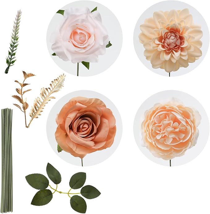 Floweroyal Artificial Flowers Fake Rose Flowers Dahlia - Image 8
