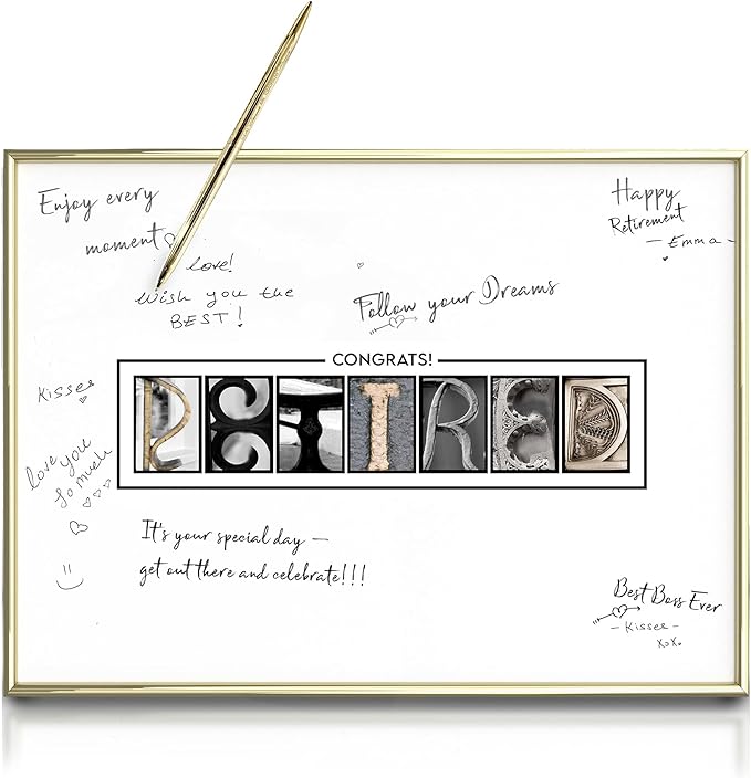 Framed Gold Retirement Decorations Guest Book by DesignedforLifesSpecialMoments