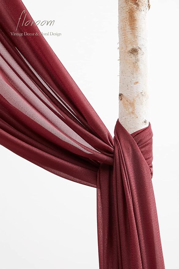 Floroom Wedding Arch Draping Fabric 2 Panels 20Ft Burgundy Chiffon Fabric - Image 5