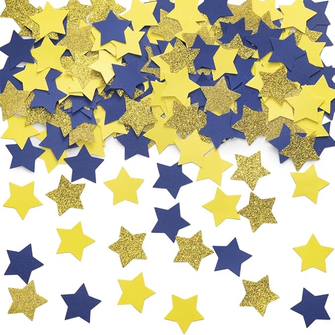 Gold Blue and Yellow Star Confetti Table Decoration by MOWO