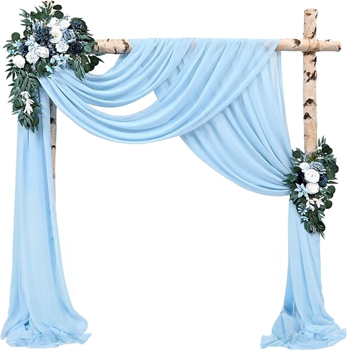 Wedding Arch Drapes Fabric 4 Panels 20Ft Length x 28" Width Baby Blue Arch by Sunnyline
