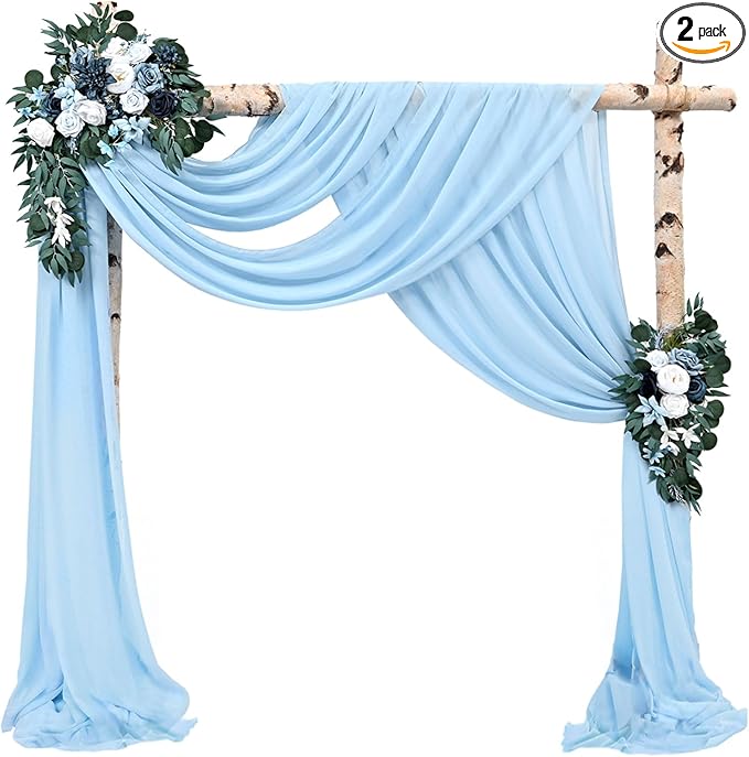 Wedding Arch Drapes Fabric 2 Panels 20Ft Length x 28" Width Baby Blue Arch by Sunnyline