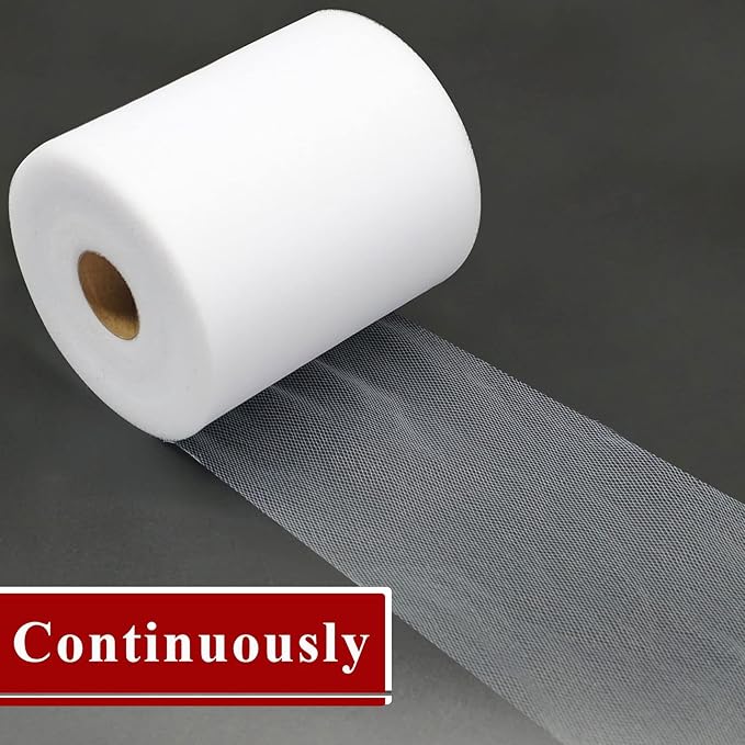 White Tulle Fabric Rolls 6 Inch by 200 Yards Fabric Spool Tulle Ribbon - Image 4