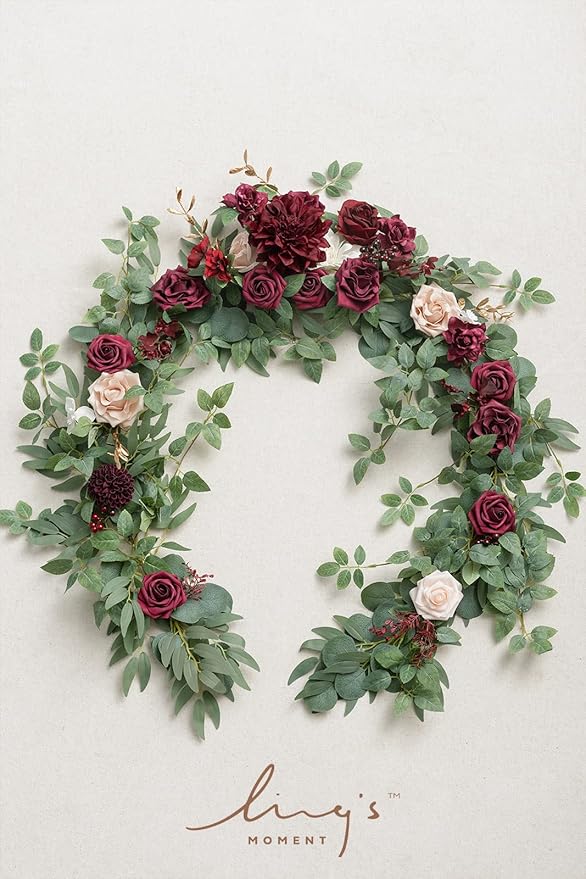Ling's Moment Flower Garland - 6FT Eucalyptus & Rose - Sweetheart Table Decor - Image 6