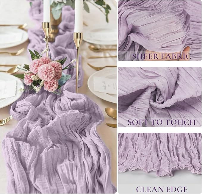 Lilac Purple Cheesecloth Table Runner Boho 10ft Gauze Cheese Cloth Gorgeous - Image 3